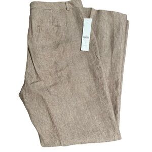 Coldwater Creek NWT Sz 14 Natural Striped Linen Pants Office Effortless Chic